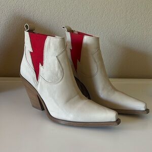 Free People Red Bolt Flash Western Leather Chelsea Boots Women's Size 39.5